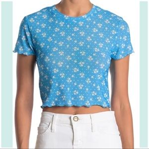 🆕 BCBGENERATION Floral Mesh Crop Top sheer blue size large
